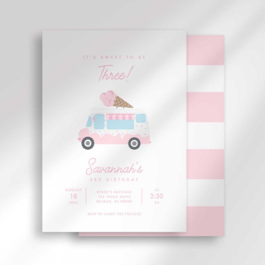 Preppy Stripe Sweet Ice Cream Birthday Invitation 招待状