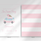 Preppy Stripe Sweet Ice Cream Birthday Social 招待状