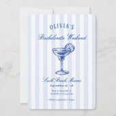 Preppy Stripes & Cocktail Bachelorette Weekend 招待状 (正面)
