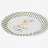 Preppy Stripes Cute Duck Theme Kids Birthday Party ペーパープレート (アングル)
