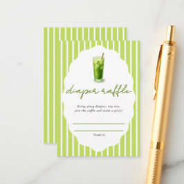 Preppy Stripes Matcha Baby Shower Diaper Raffle エンクロージャーカード