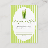 Preppy Stripes Matcha Baby Shower Diaper Raffle エンクロージャーカード (正面)