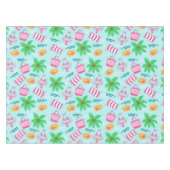 Preppy Summer Beach Icons / Coastal Blue テーブルクロス (正面(横))