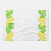 Preppy Summer Citrus Lemon Lime Slice Border キッチンタオル (横)
