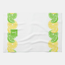 Preppy Summer Citrus Lemon Lime Slice Border キッチンタオル