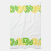 Preppy Summer Citrus Lemon Lime Slice Border キッチンタオル (縦)