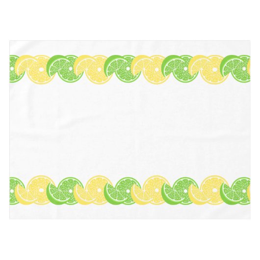 Preppy Summer Citrus Lemon & Lime Slice Border テーブルクロス (正面(横))
