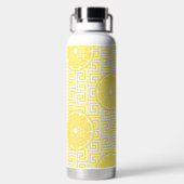 Preppy Summer Citrus Lemon on Greek Key  ウォーターボトル (背面)