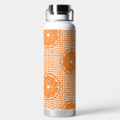 Preppy Summer Citrus Orange on Orange Greek Key  ウォーターボトル (背面)
