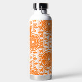 Preppy Summer Citrus Orange on Orange Greek Key  ウォーターボトル (左面)