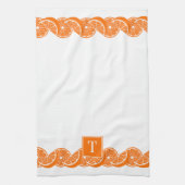 Preppy Summer Citrus Orange Slice Border キッチンタオル (縦)