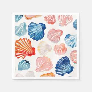  Preppy Summer Seashell Cocktail Napkins スタンダードカクテルナプキン
