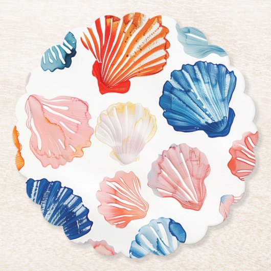 Preppy Summer - Seashell Paper Plates ペーパーコースター (正面)