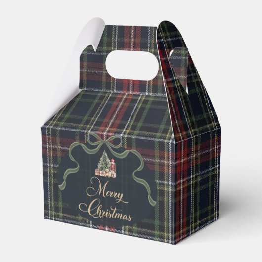 Preppy Tartan Plaid Christmas Party Favor Boxes フェイバーボックス (正面サイド)