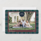 Preppy Tartan Plaid Christmas Photo Holiday Card シーズンカード (正面)