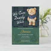 Preppy Teddy Bear Baby Shower Invitation 招待状 (スタンド正面)