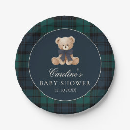 Preppy Teddy Bear Baby Shower Paper Plates ペーパープレート