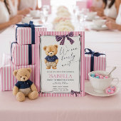 Preppy Teddy Bear Pink Baby Shower 招待状