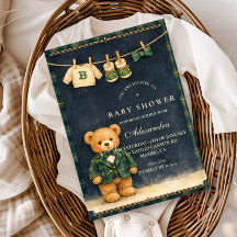 Preppy Teddy Bear Plaid Baby Shower