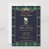Preppy Teddy Bear Plaid Baby Shower Invitation 招待状 (正面)