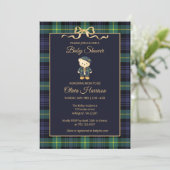 Preppy Teddy Bear Plaid Baby Shower Invitation 招待状 (スタンド正面)