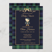 Preppy Teddy Bear Plaid Baby Shower Invitation 招待状 (正面/裏面)