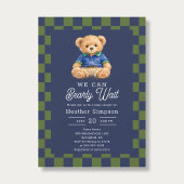 Preppy Teddy Bearly Wait Checkboard Baby Shower 招待状