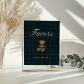 Preppy Teddy Polo Bear Baby Shower Favor Sign