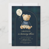 Preppy Teddy Polo Bear Birthday 招待状 (正面)