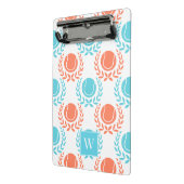 Preppy Tennis Laurel Wreath - Coral & Turquoise ミニクリップボード (アングル2)