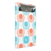 Preppy Tennis Laurel Wreath - Coral & Turquoise ミニクリップボード (アングル)