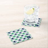 Preppy Tennis Laurel Wreath - Navy & Green スクエアペーパーコースター (インサイチュ)