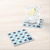 Preppy Tennis Laurel Wreath - Navy & Turquoise スクエアペーパーコースター (インサイチュ)