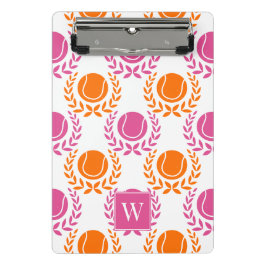 Preppy Tennis Laurel Wreath - Orange & Hot Pink ミニクリップボード