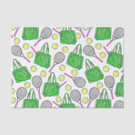 Preppy Tennis Pattern / Pink Racquets & Green Bags 薄葉紙