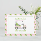Preppy Turtles Palm Beach Golf Cart Personalized サンキューカード (スタンド正面)