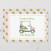 Preppy Turtles Palm Beach Golf Cart Personalized サンキューカード (正面/裏面)
