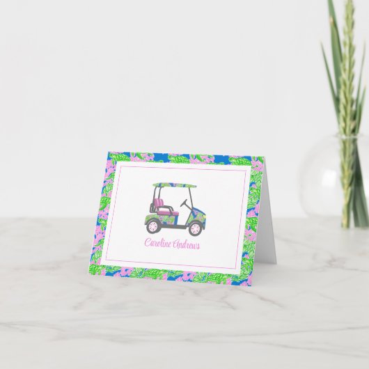 Preppy Turtles Palm Beach Golf Cart Personalized サンキューカード (正面)