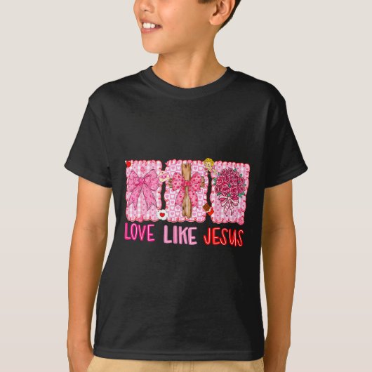 Preppy Valentine Christian Love Like Jesus Men Wom Tシャツ (正面)