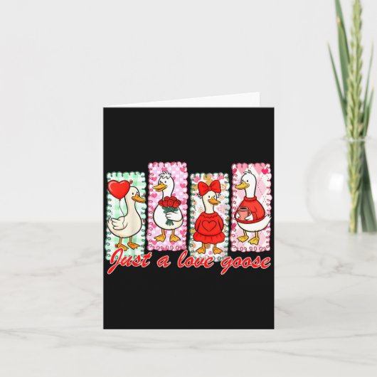 Preppy Valentine Just A Love Silly Goose Duck Girl カード (正面)