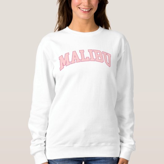 Preppy Varsity Pink Malibu California スウェットシャツ (正面)