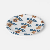 Preppy Varsity Teddy Bear Baby Shower ペーパープレート (アングル)