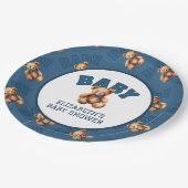 Preppy Varsity Teddy Bear Baby Shower ペーパープレート (アングル)