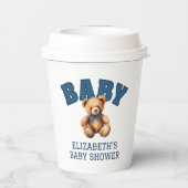 Preppy Varsity Teddy Bear Baby Shower 紙コップ (裏面)