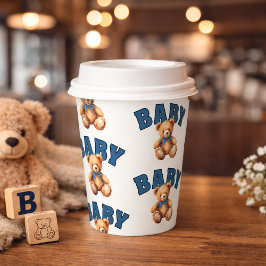 Preppy Varsity Teddy Bear Baby Shower 紙コップ