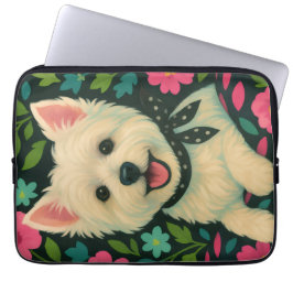 Preppy Westie Laptop Sleeve ラップトップスリーブ