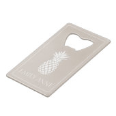 Preppy White Pineapple on Beige クレジットカード栓抜き (正面アングル)