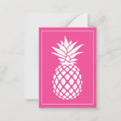 Preppy White Pineapple on Pink ノートカード (正面)