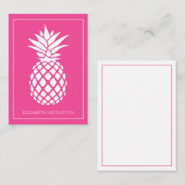 Preppy White Pineapple on Pink ノートカード