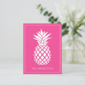 Preppy White Pineapple on Pink ポストカード (スタンド正面)